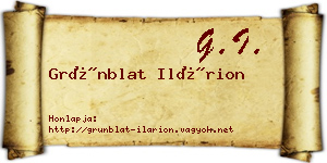 Grünblat Ilárion névjegykártya